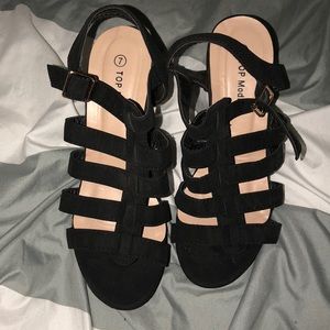 Black Wedge Heels